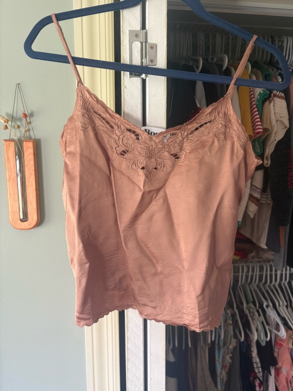 Rouje Rose-Tone Satin Lace-Detail Camisole